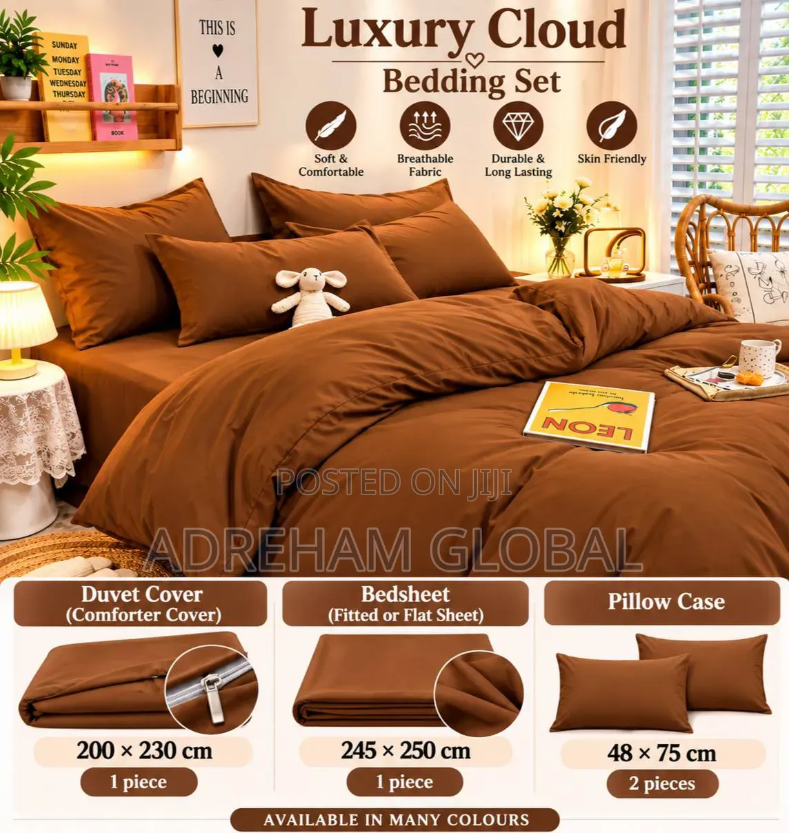Soft Touch Bedding Set Size: Bedsheet 245x250 Duvet Cover,2Pillow Case