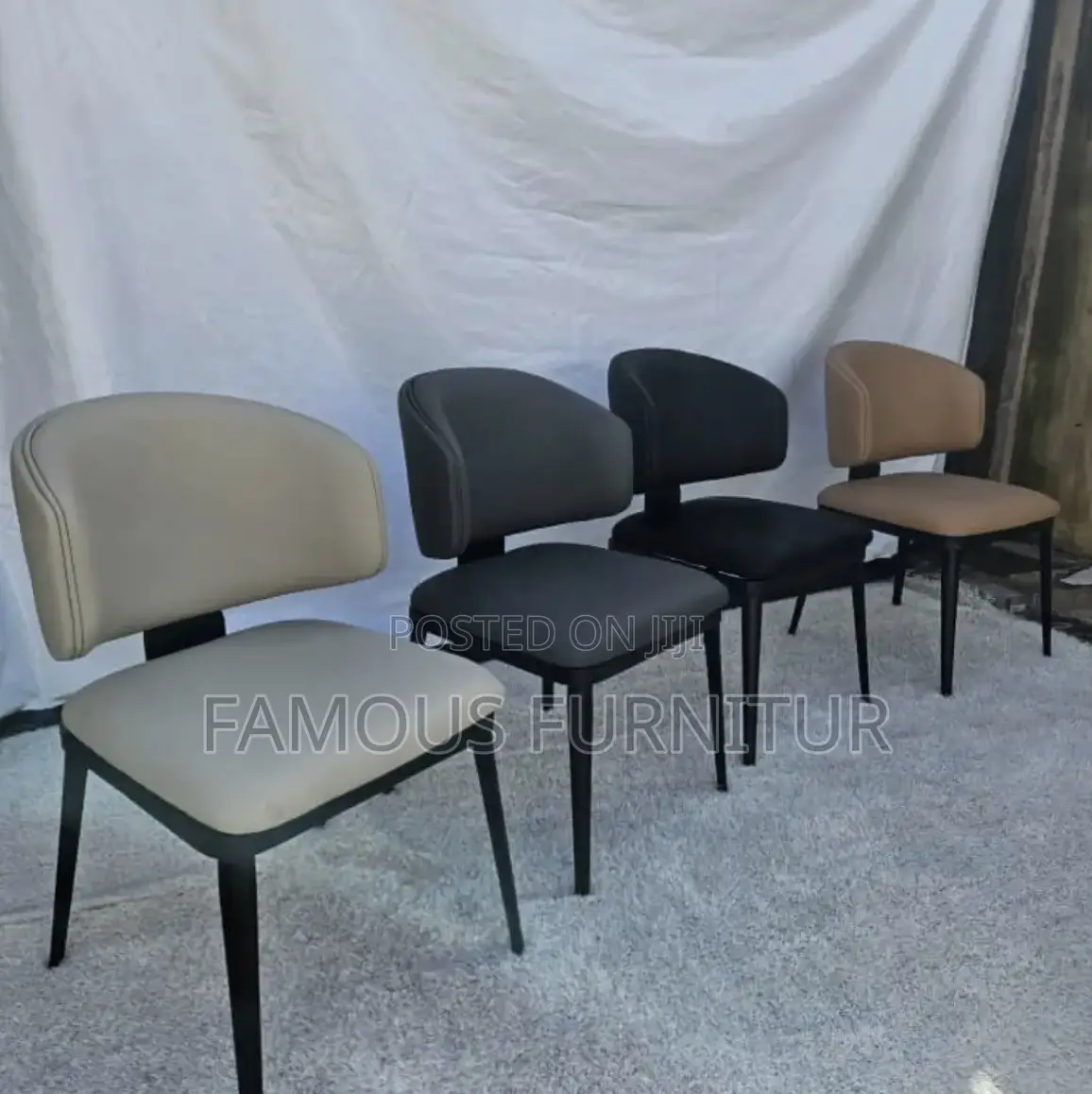 Modern Upholstered Dining Chairs Featuring a Curved