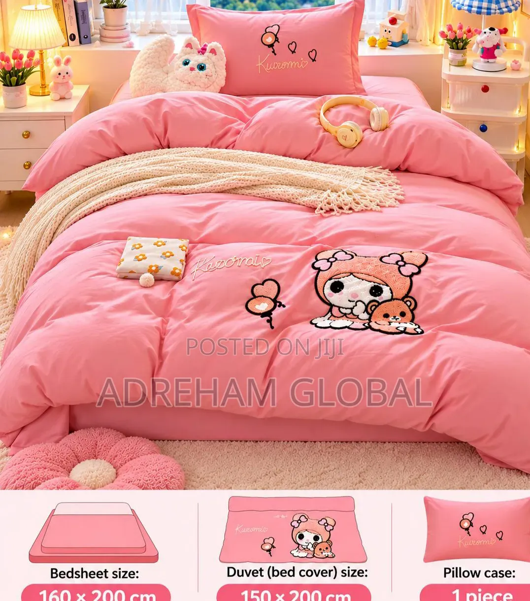 Kids Complete Bed Sets 1pc Bedsheet,1pc Bedcover (Duvet) 1pillow Case