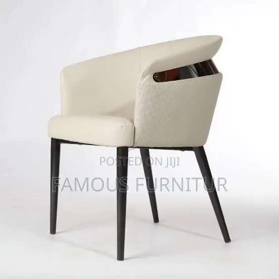 Modern Barrel-Back Dining Chairs Feature Smooth Leather Upholstery