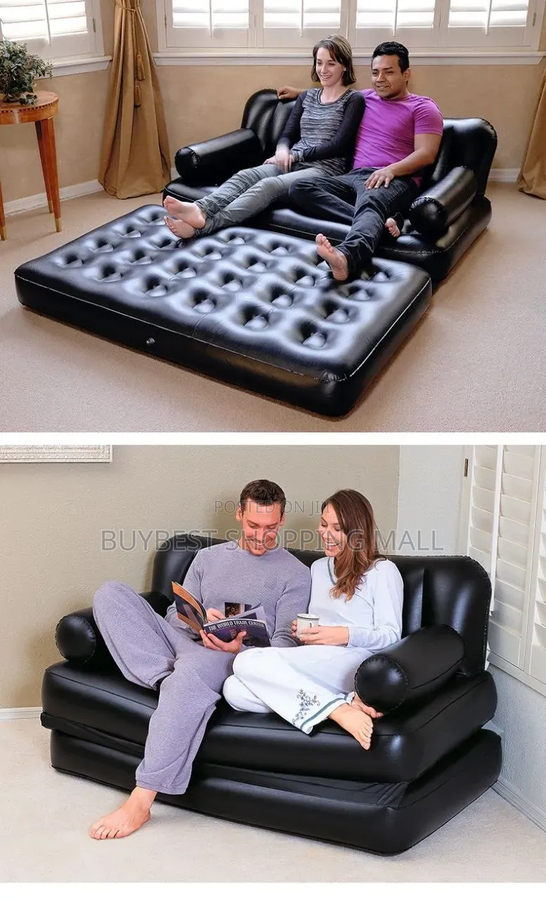 5 in 1 Inflatable Double Sofa Couch Mattress Airbed