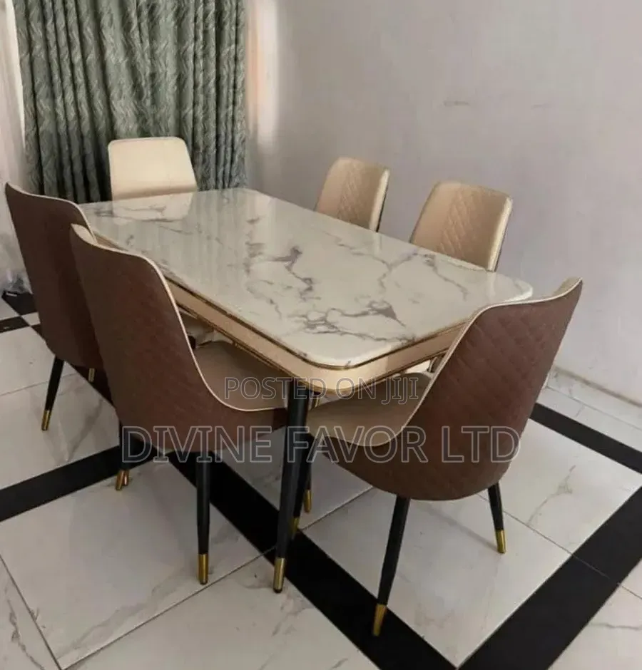 Six Seater Marble Dining Set for Living Room