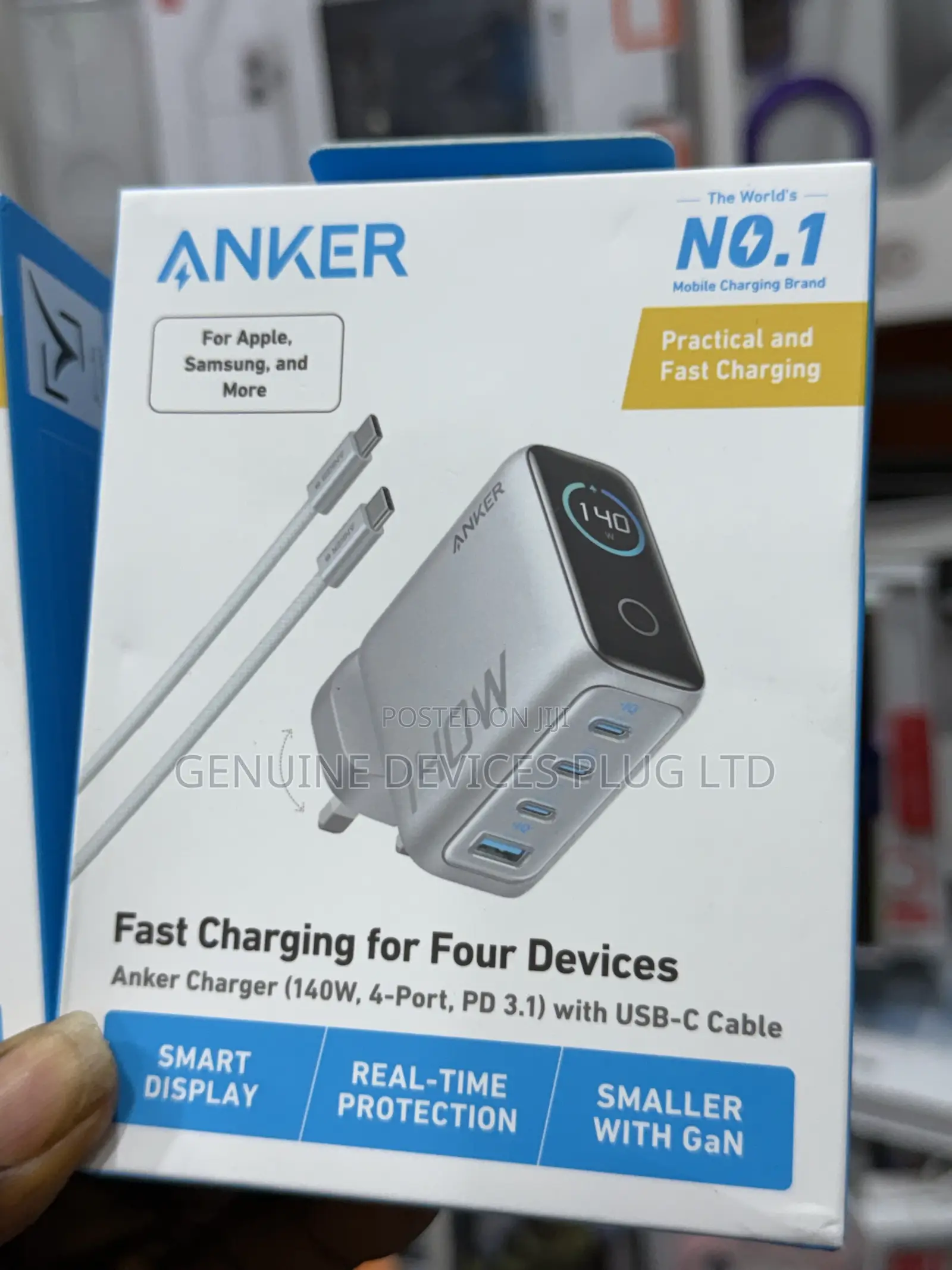 Anker 140W Max 4-Port GaN Charging Blocks,Smart Display Charger