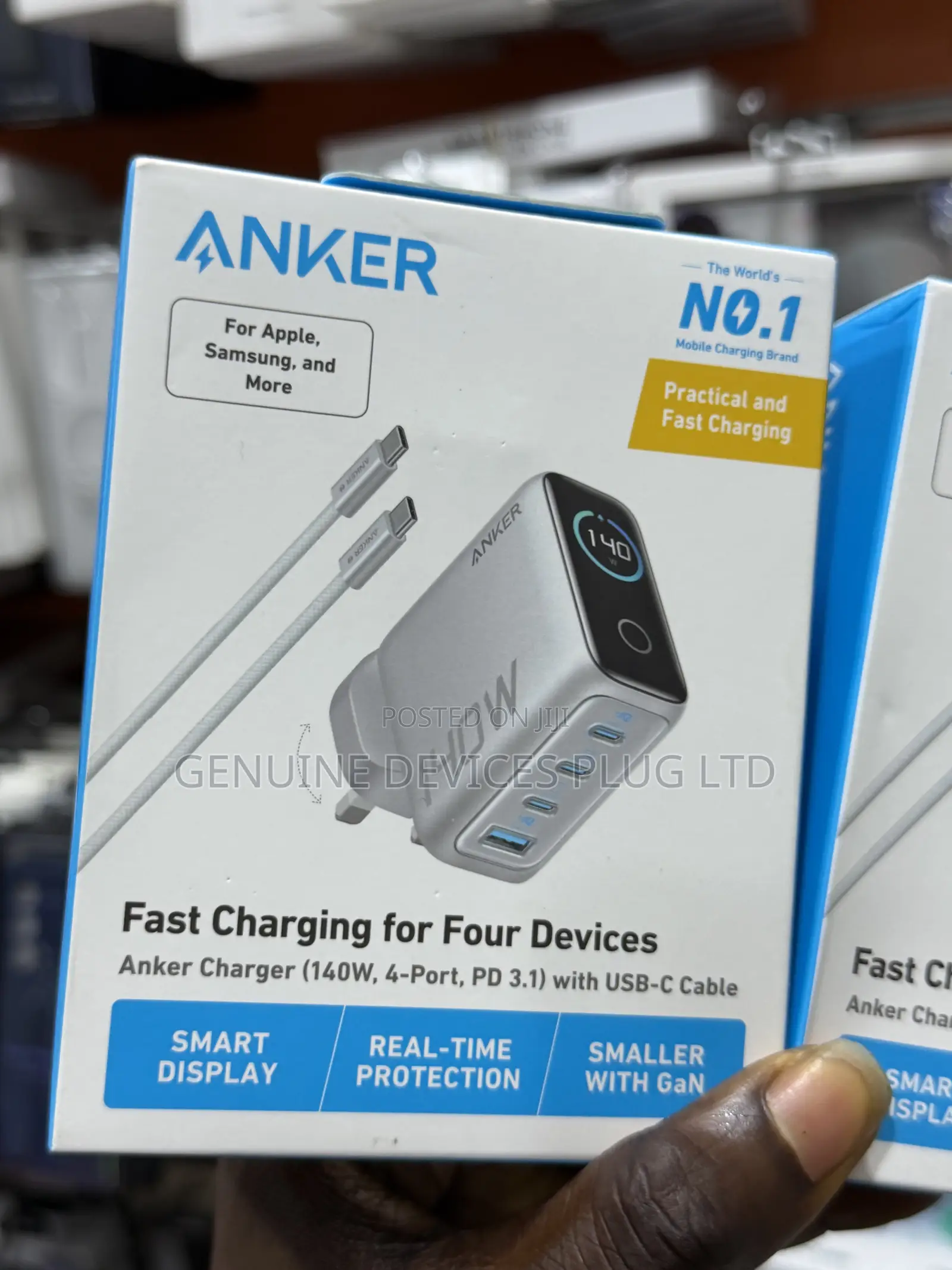 Anker 140W Max 4-Port GaN Charging Blocks,Smart Display Charger
