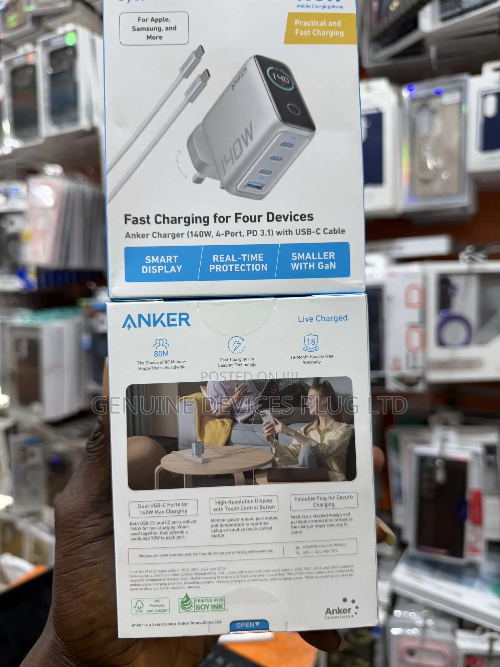 Anker 140W Max 4-Port GaN Charging Blocks,Smart Display Charger