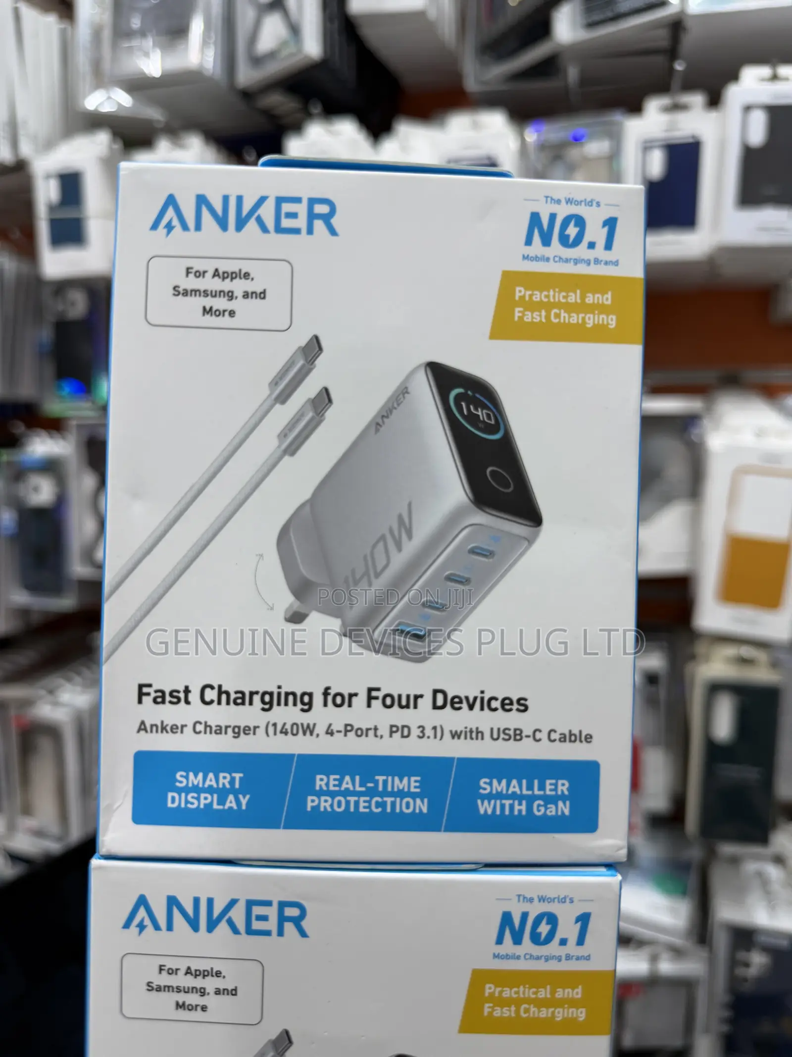Anker 140W Max 4-Port GaN Charging Blocks,Smart Display Charger