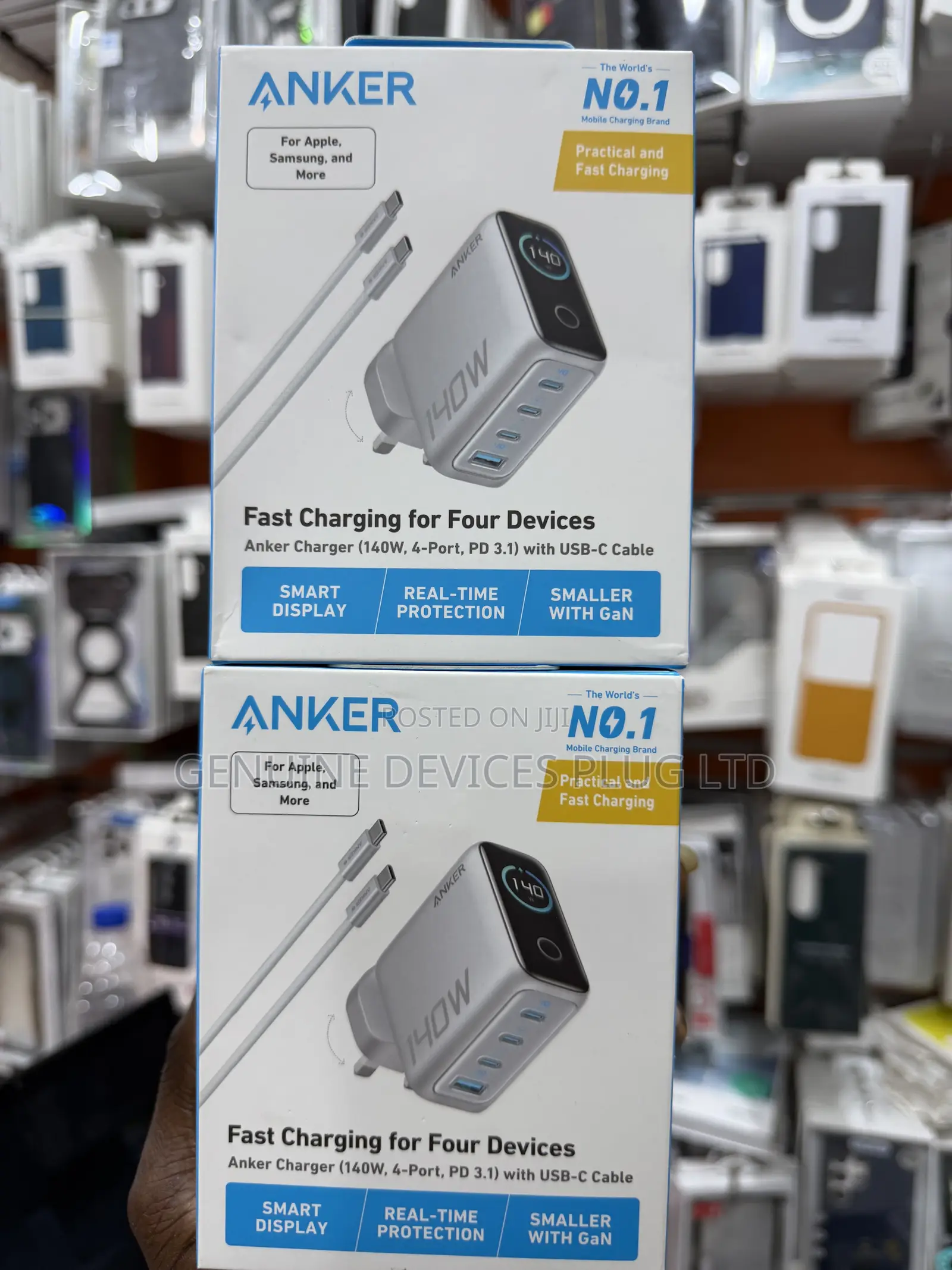Anker 140W Max 4-Port GaN Charging Blocks,Smart Display Charger