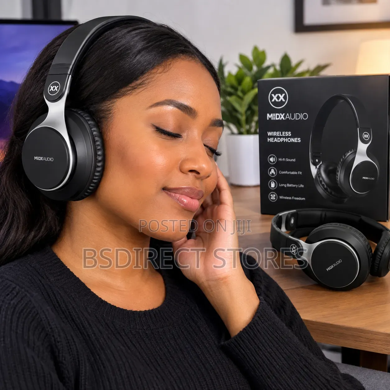 Mixx JX1 BLACK Bluetooth Wireless/Wired Headphones-14hrs