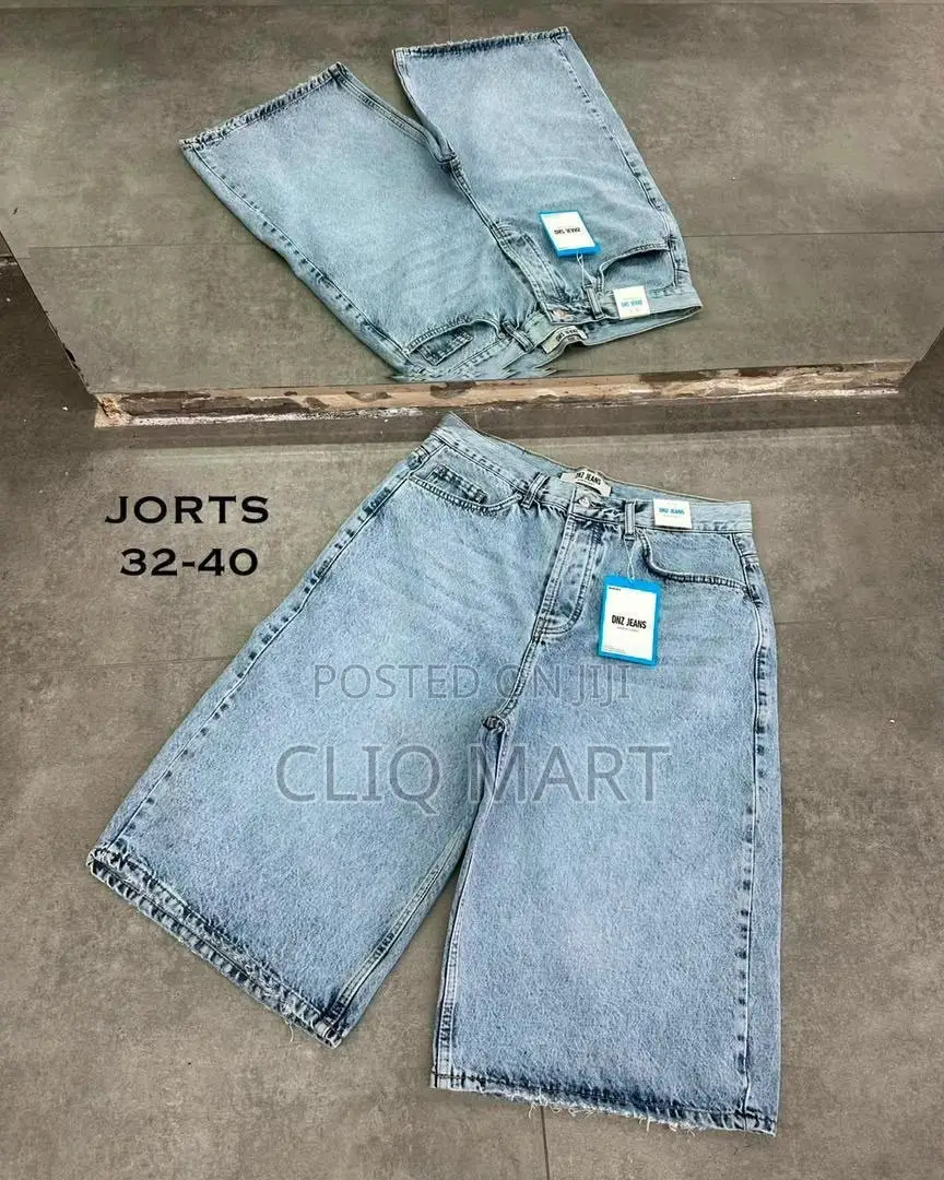 Premium Turkish Denim Jorts | Light Blue, Off-White Vintage Green