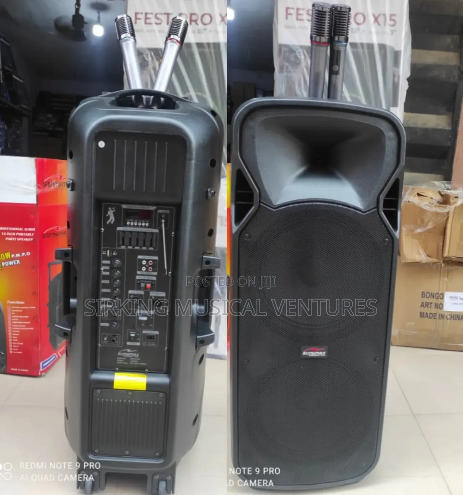 12inches Double PA System With Dual Wireless Microphone SonyMax SM-612