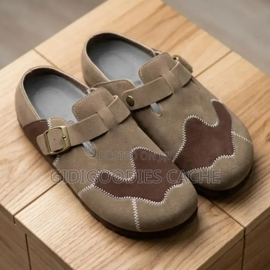 Taupe Brown Patchwork Suede Mules 40-47