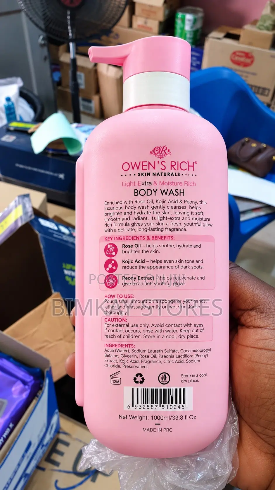 Owen’s Rich Skin Natural Light Extra and Body Wash 1000ml