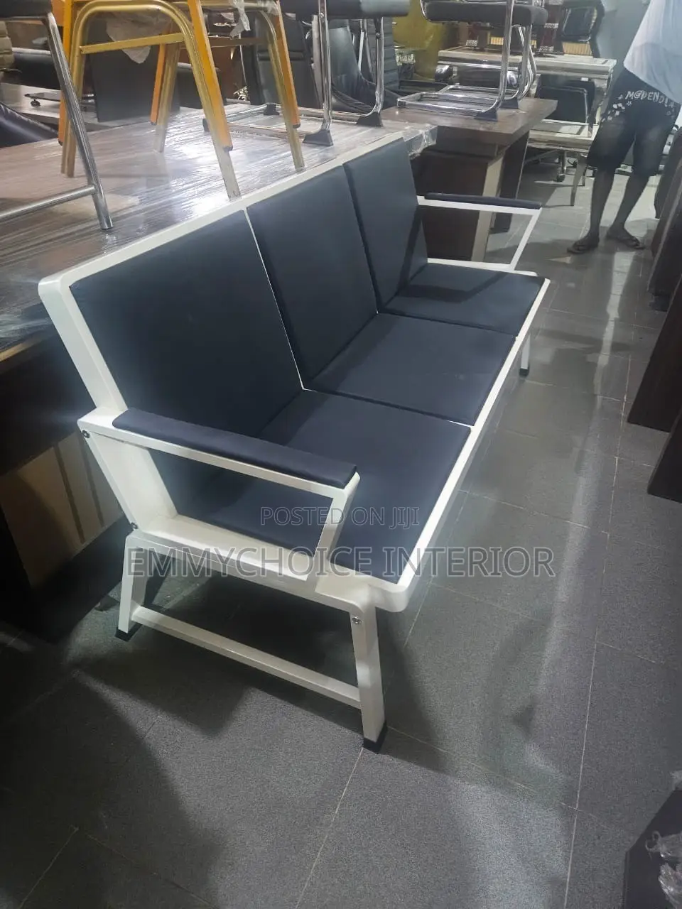 3-Seater Office/Reception Waiting Chair, Black