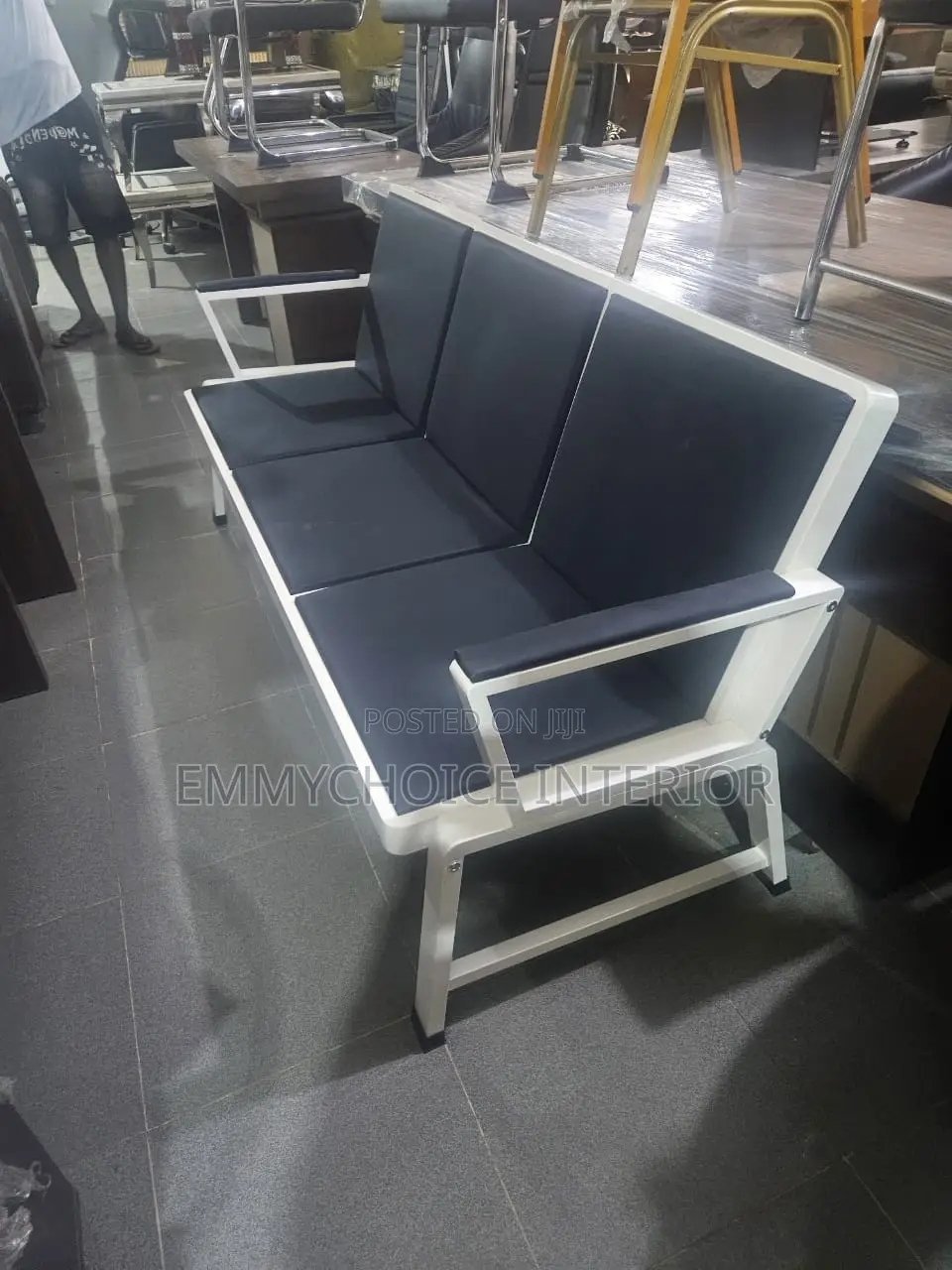 3-Seater Office/Reception Waiting Chair, Black