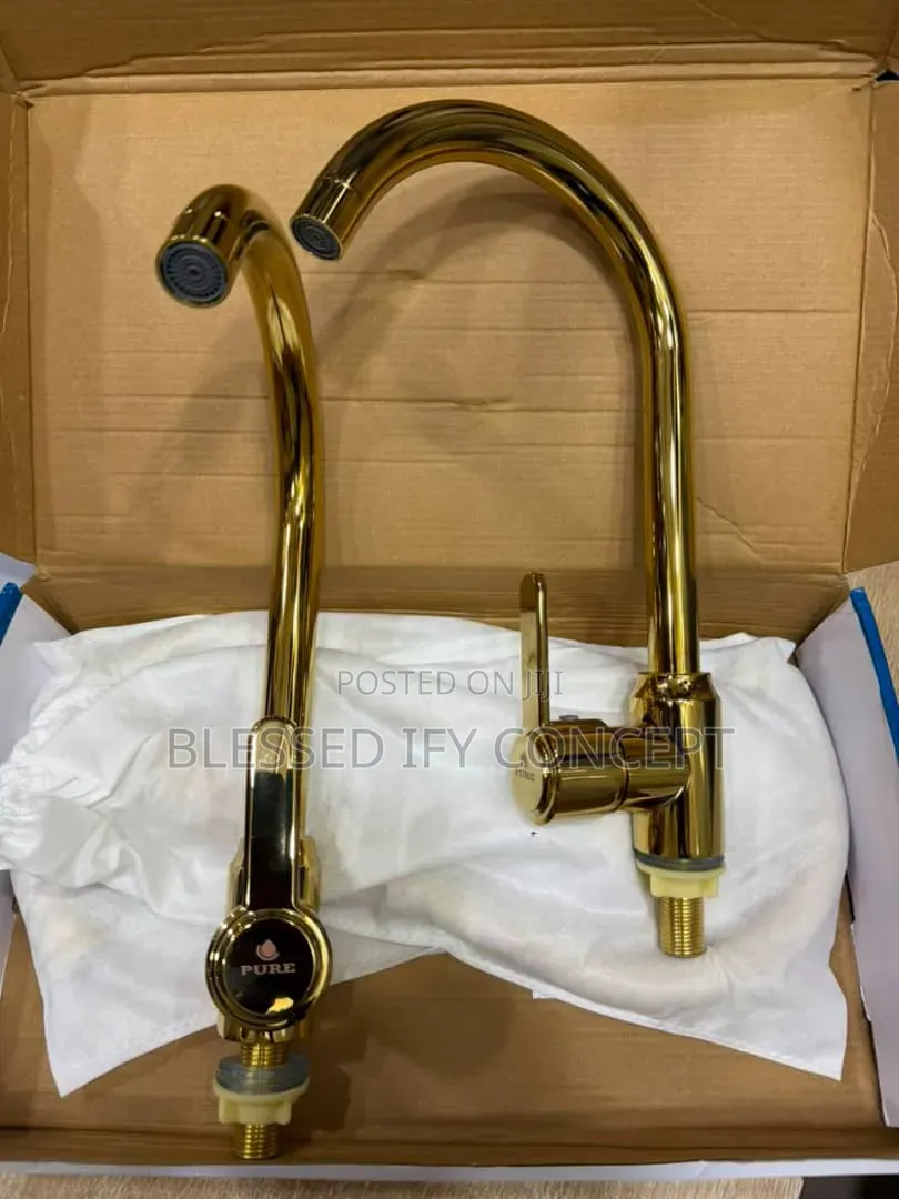 High Quality Gold-Colored Single-Handle Kitchen or Basin Mixer Tap