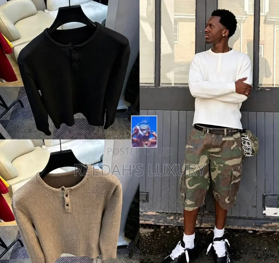 Classic Ribbed Long-Sleeve Henley Shirt
