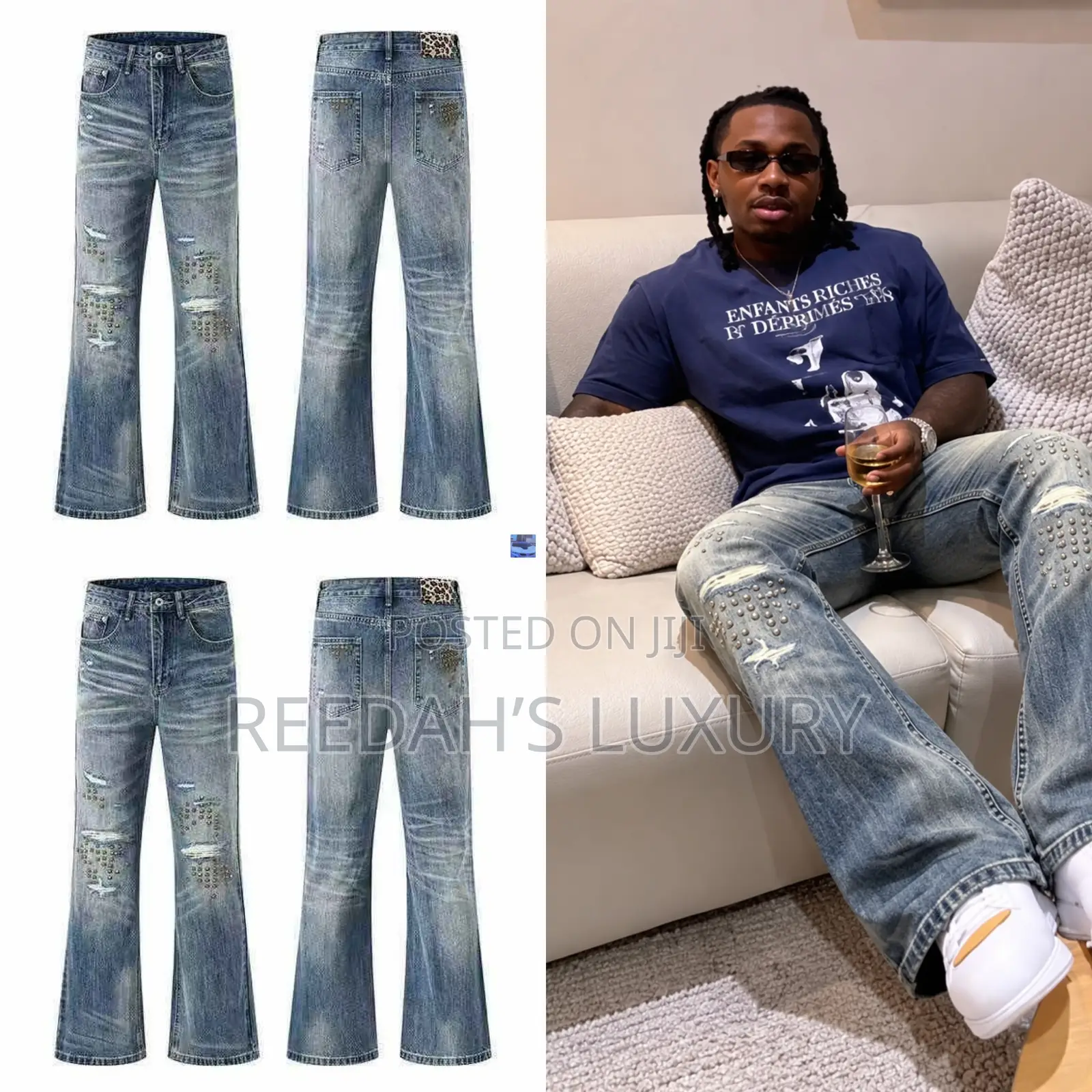 Premium Studded Flared Jeans