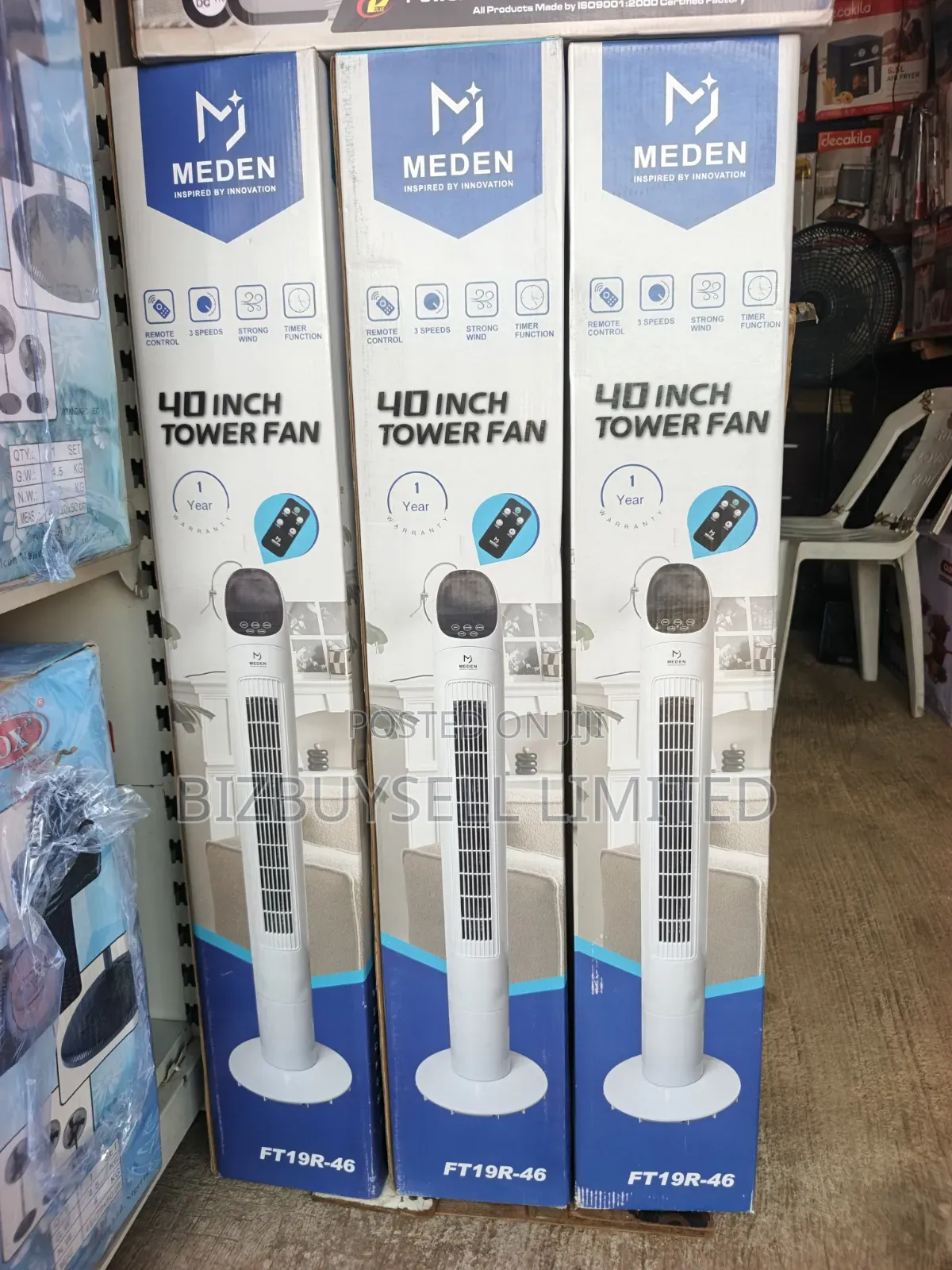 40 Inches Meden Tower Fan With Remote Control, 3 Speed Settings.