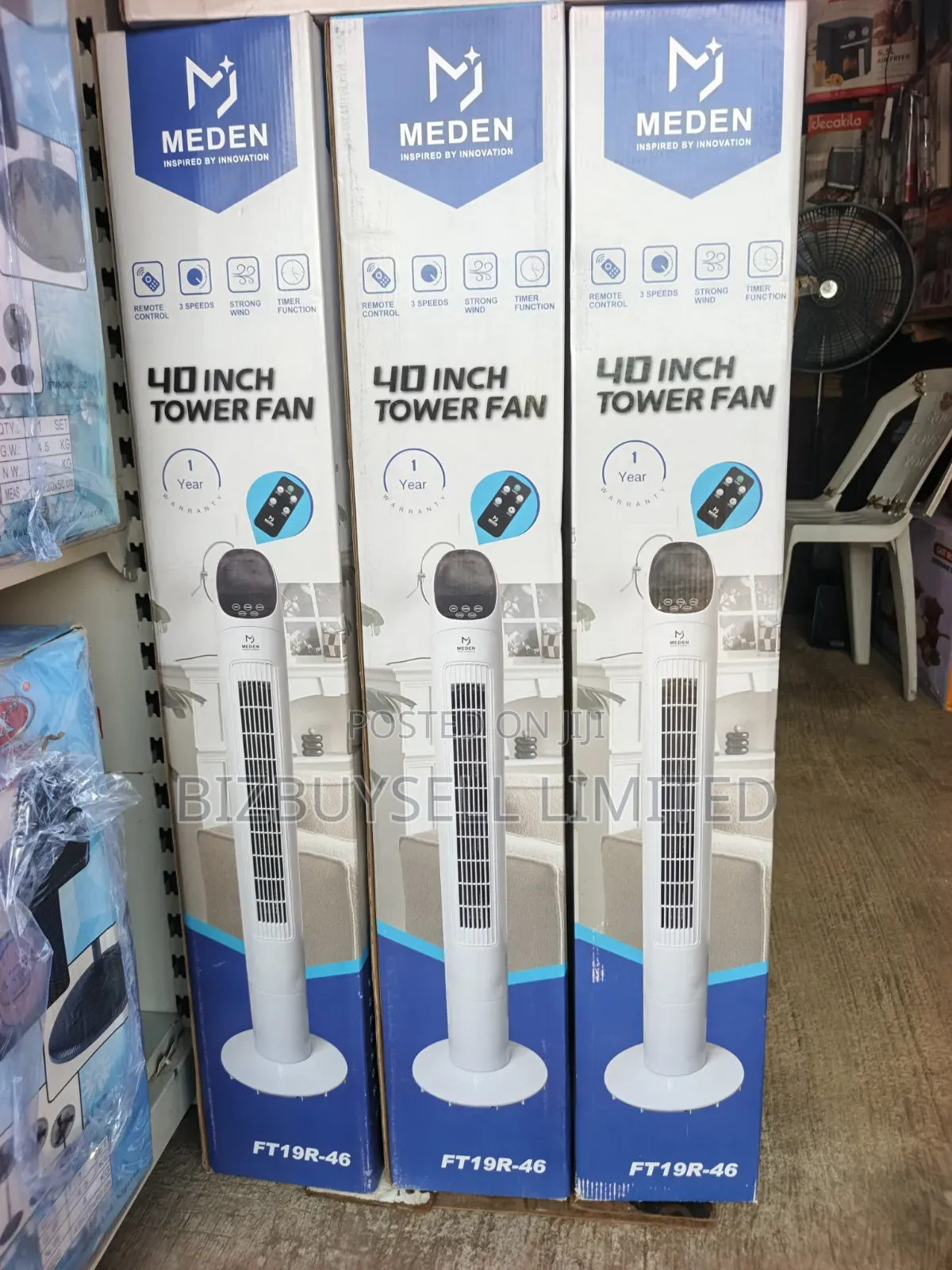 40 Inches Meden Tower Fan With Remote Control, 3 Speed Settings.