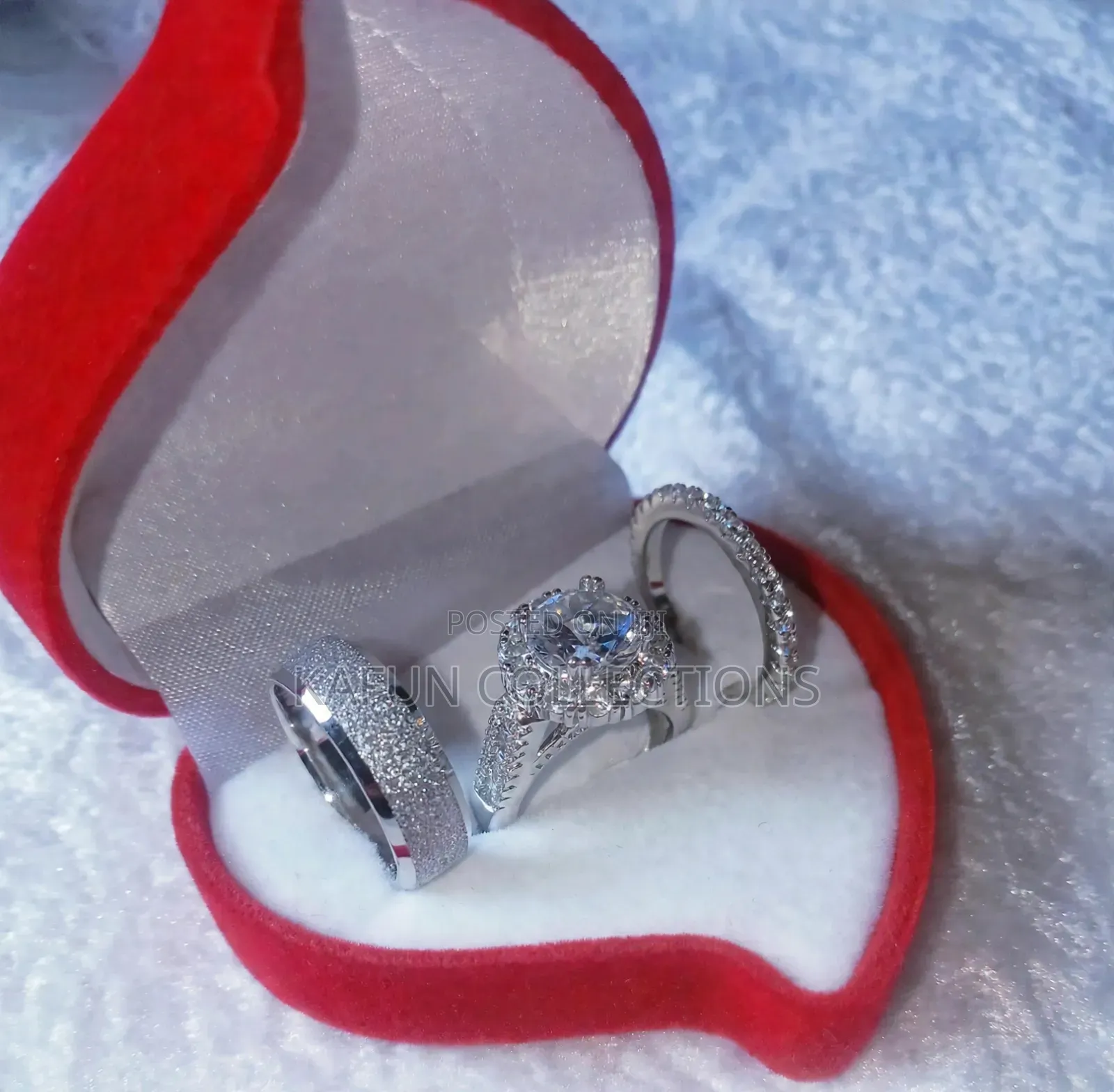 Bold Design, High Quality Titanium Steel and Zirconia Ring Set