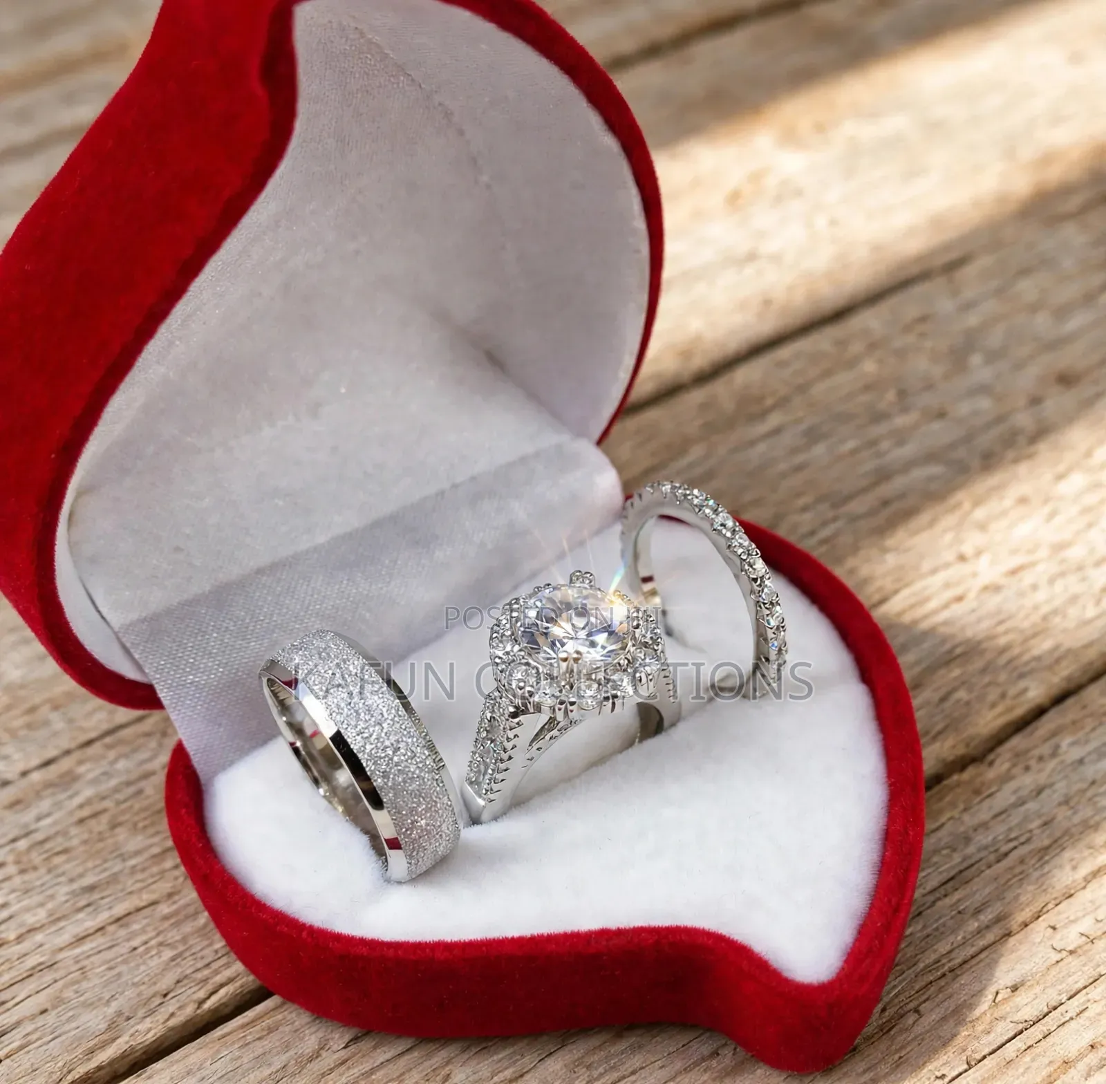 Bold Design, High Quality Titanium Steel and Zirconia Ring Set