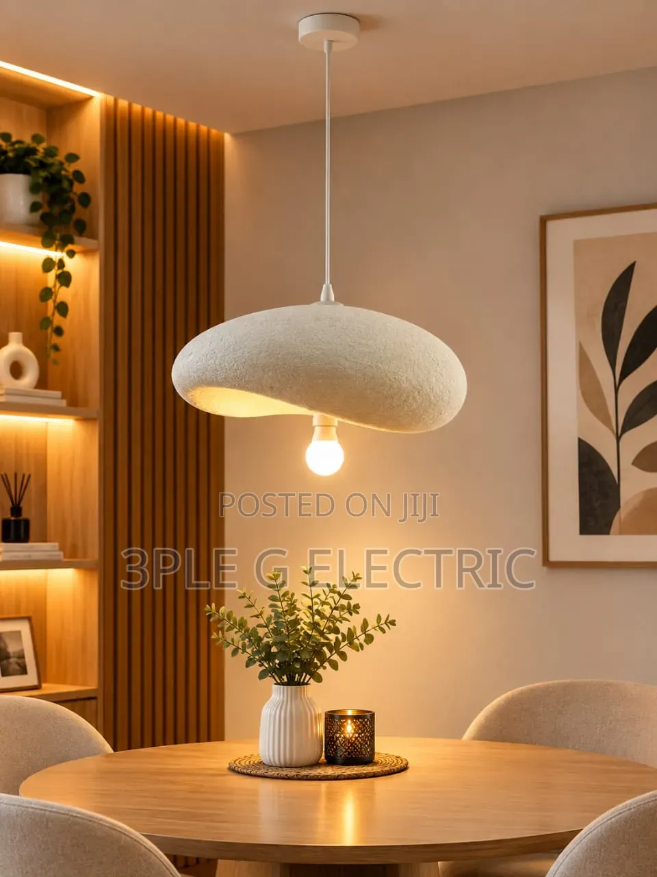 Beautiful Wabi Sabi Hanging Lamp With Warm Lighting