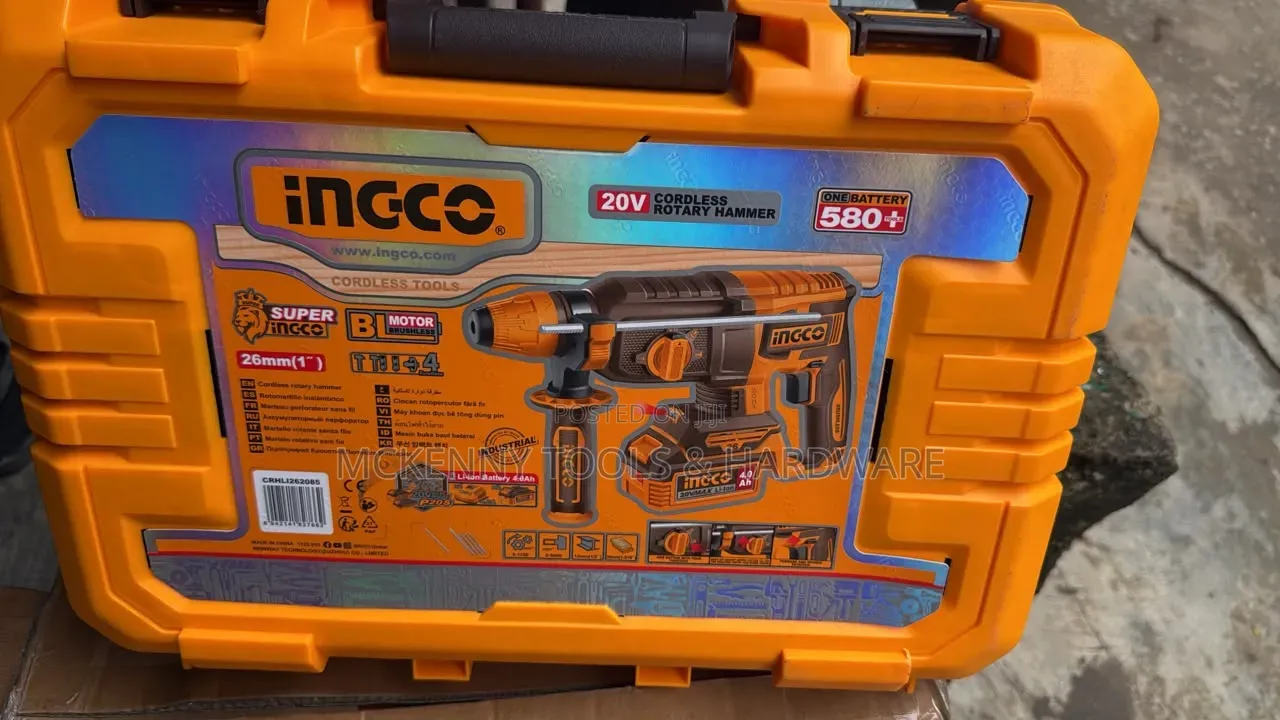 INGCO 20V Lithium-Ion Brushless Cordless Rotary Hammer Drill Set