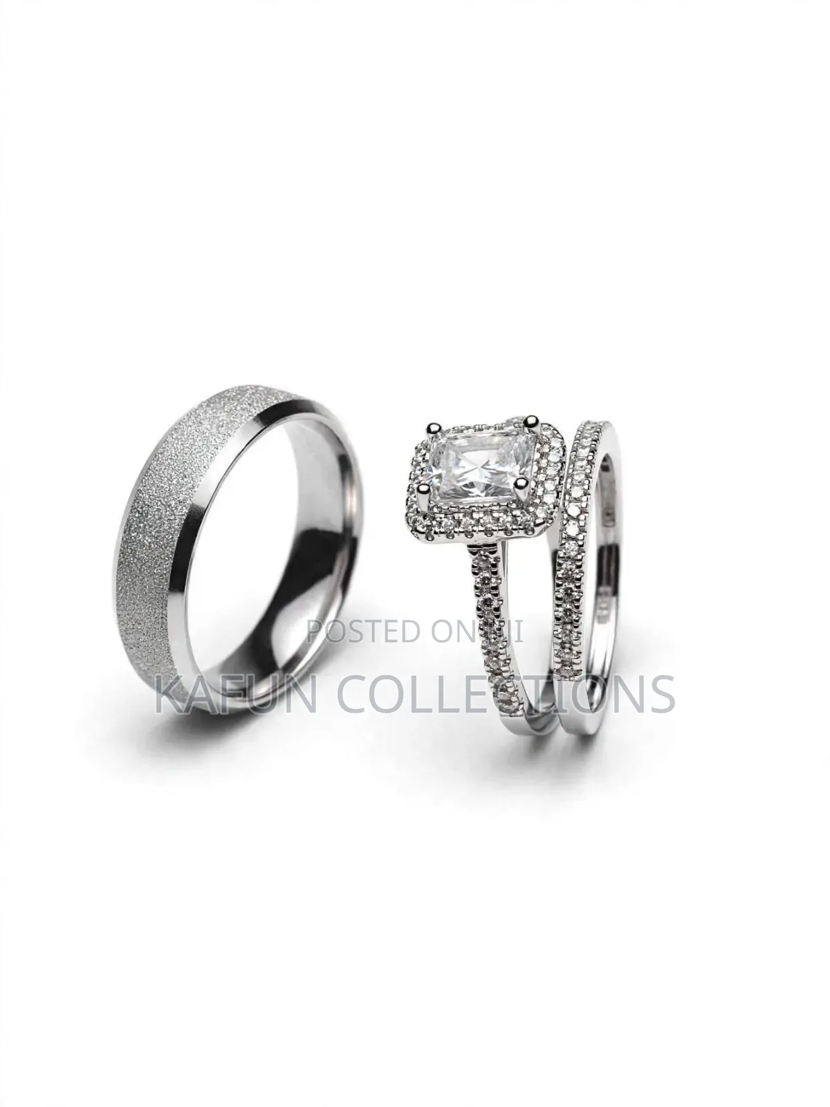 Highly Durable Zirconia Silver Couples Ring Set