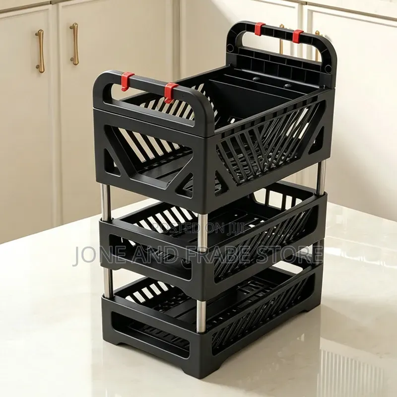 3 Layers/Tiers Plastic and Stainless Steel Plate Dish Rack Drainer