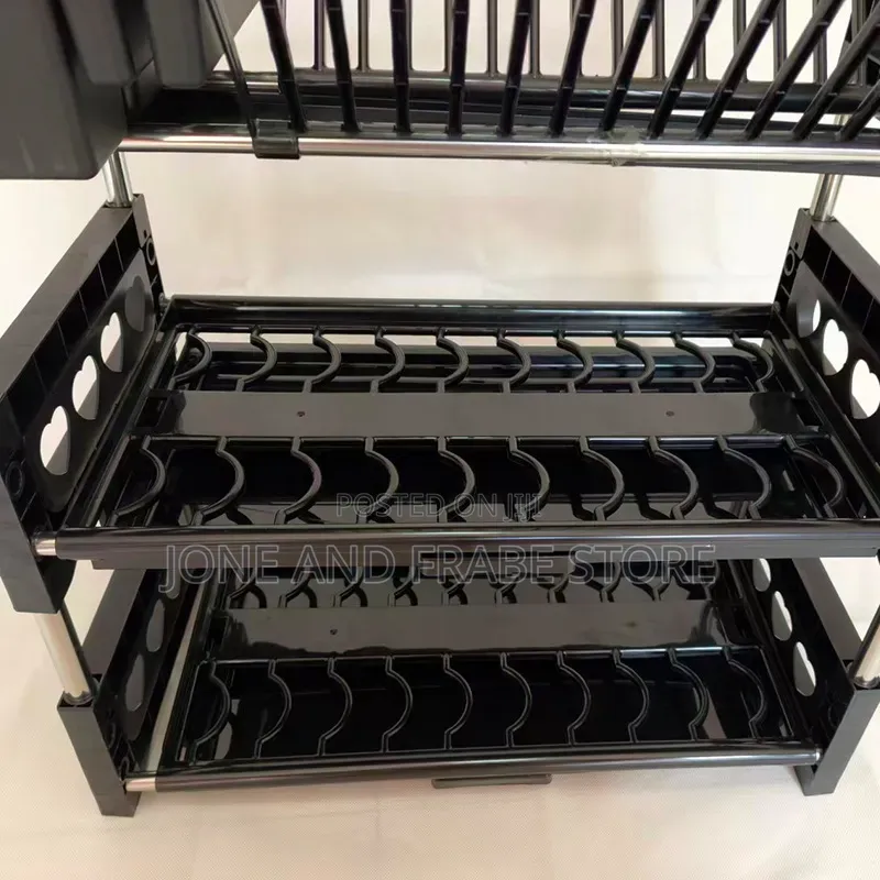 3 Layers/Tiers Plastic and Stainless Steel Plate Dish Rack Drainer