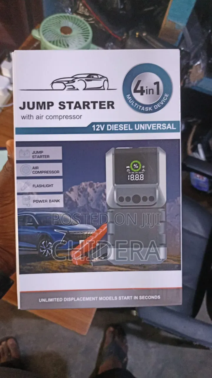 4-in-1 12V Diesel Jump Starter With Air Compressor – Power Bank
