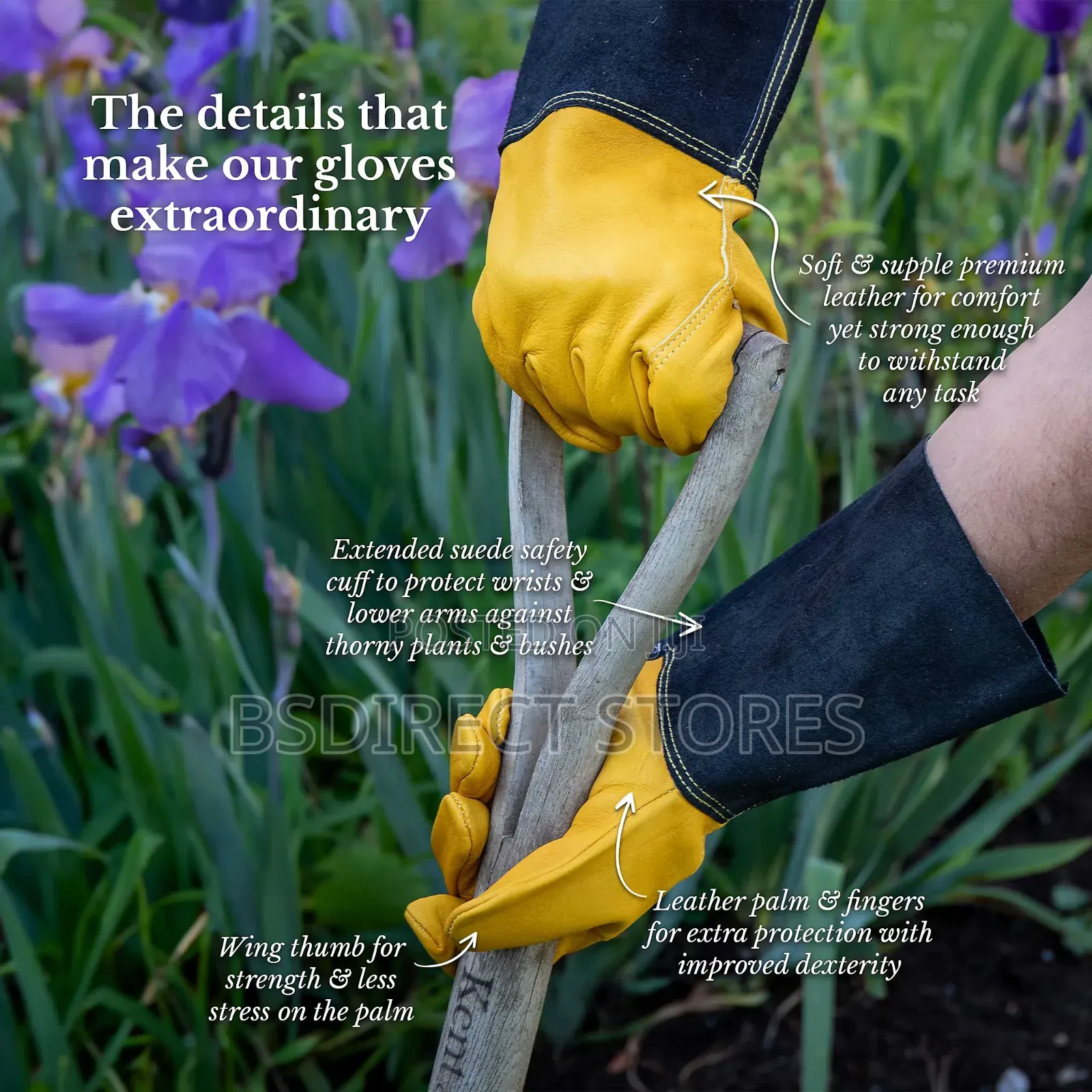 Kent and Stowe Leather Gauntlet Long Sleeve Gardening Gloves Unisex