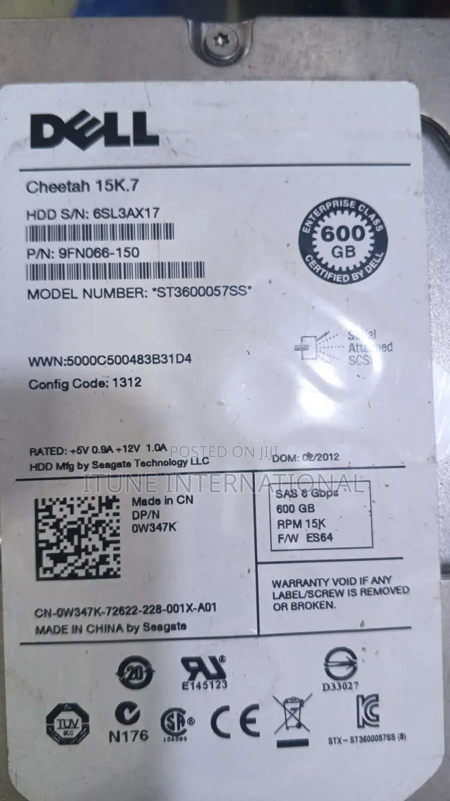 600g Sas HDD