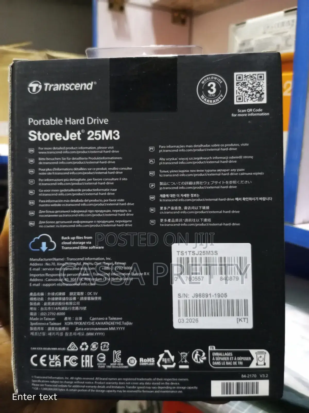 Transcend StoreJet 25M3 - 1TB USB 3.1 Gen 1 Portable Hard Drive