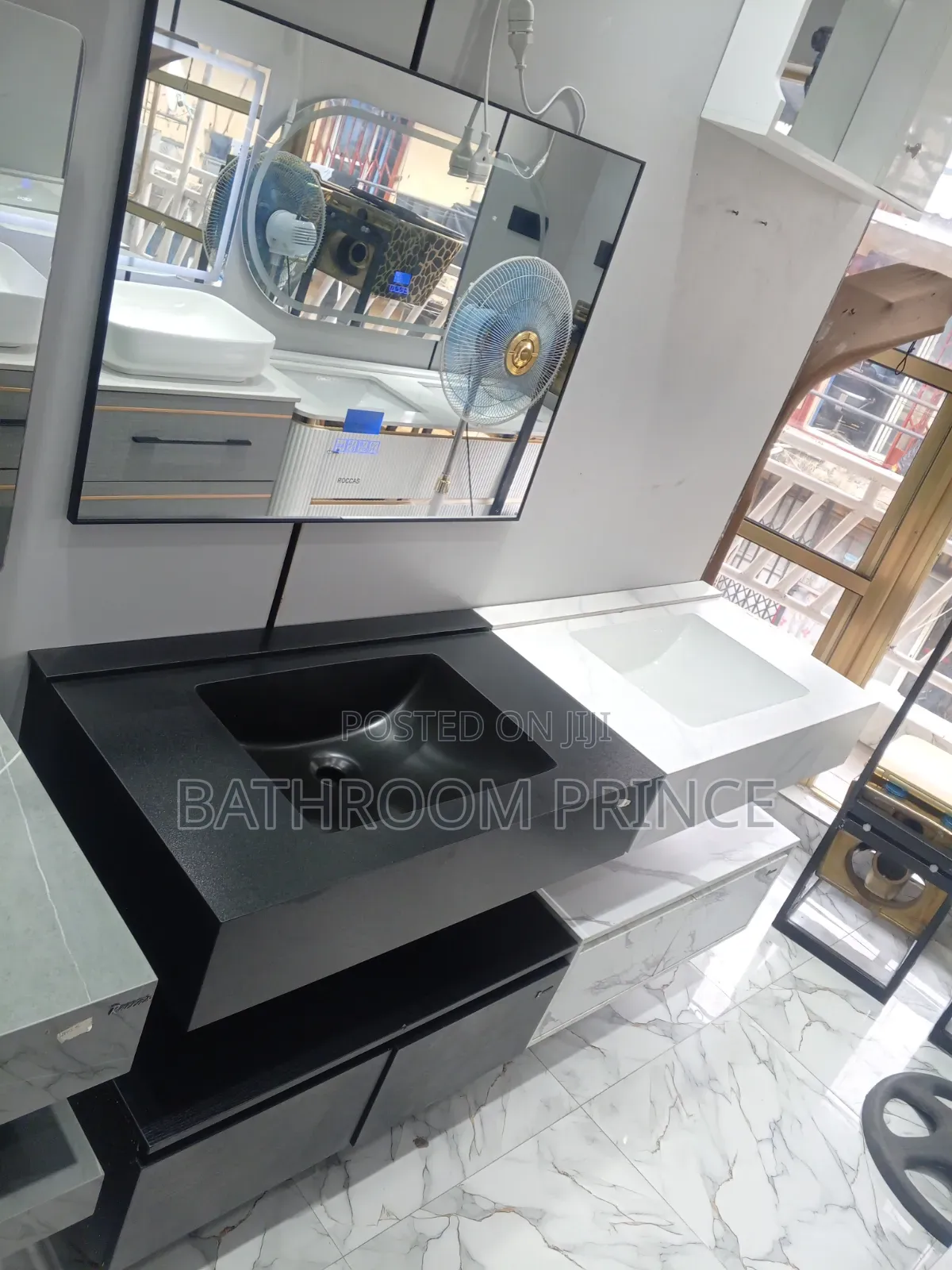 Exclusive Black Single Bowl Vanity Basin With LED Mirror (80cm)