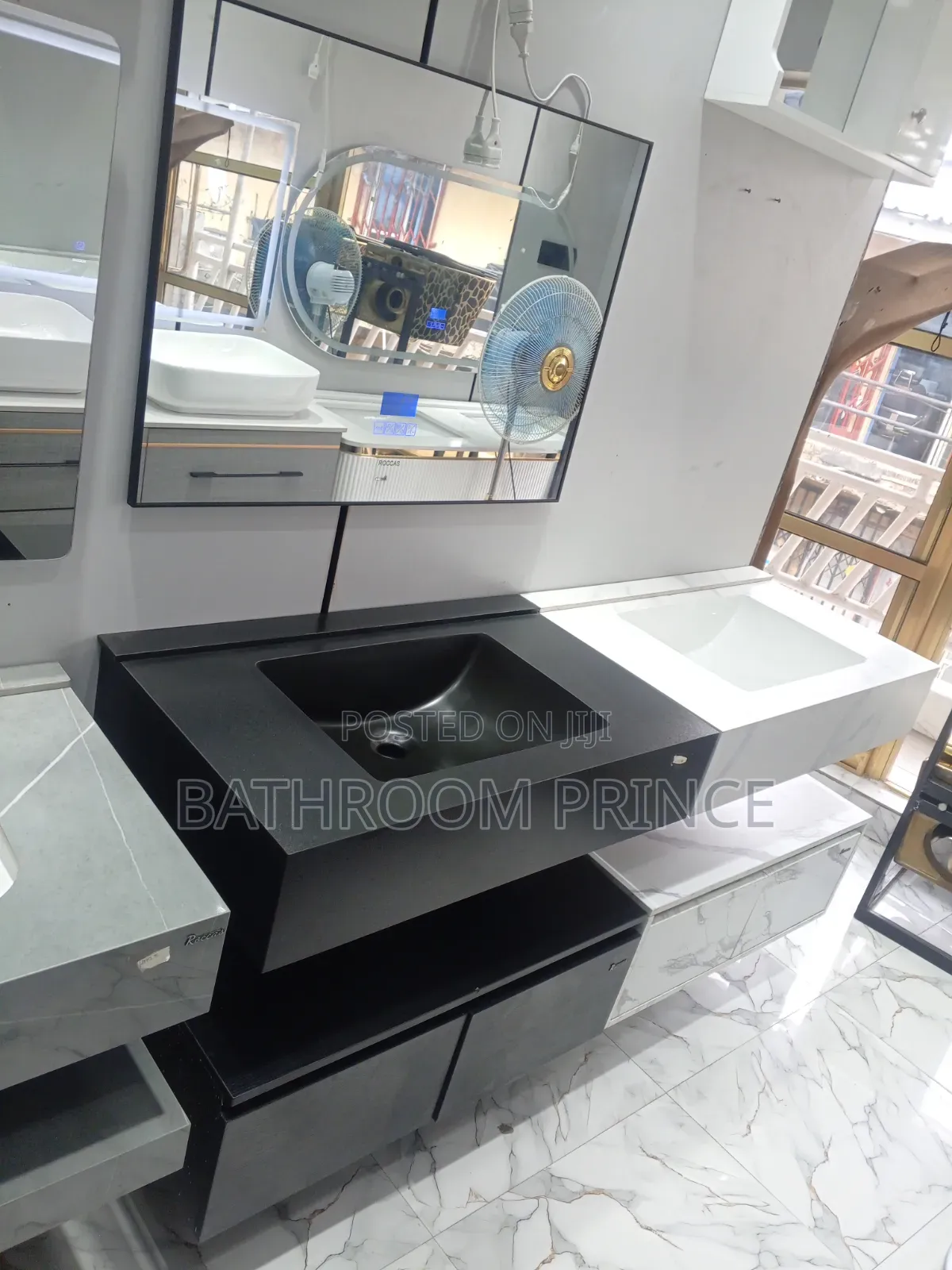 Exclusive Black Single Bowl Vanity Basin With LED Mirror (80cm)