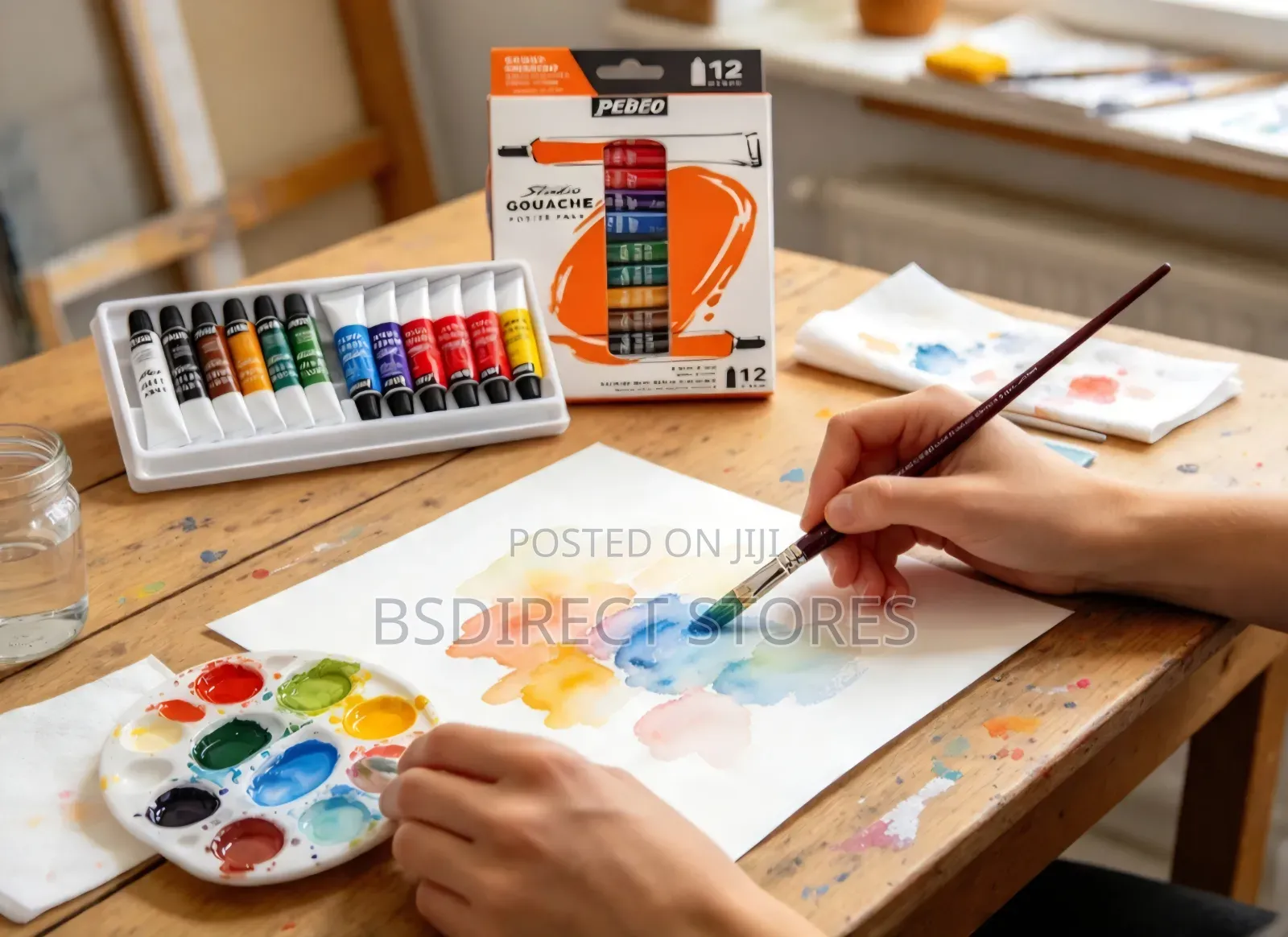 Pebeo Studio Gouache Opaque Watercolour Paint Set 12 X 12ml