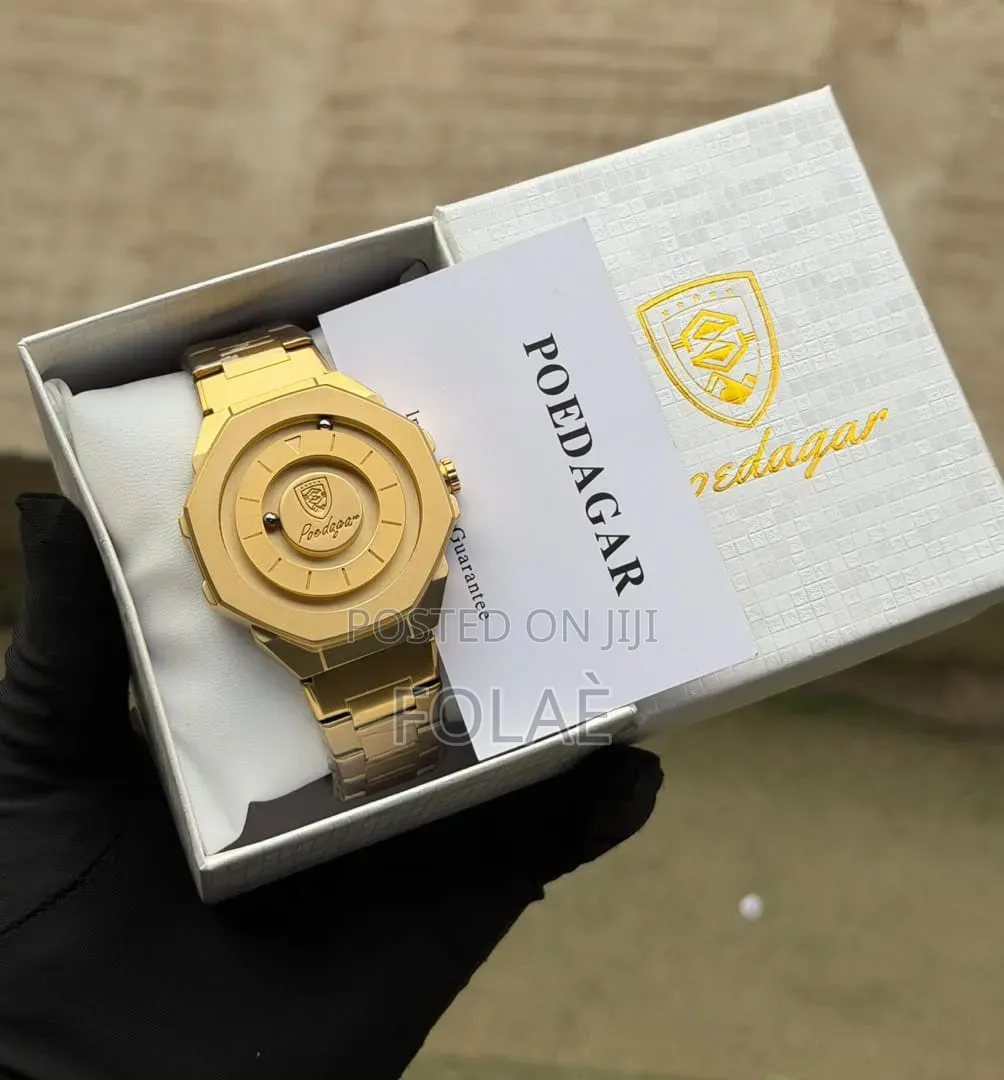 Luxury Gold Poedagar Men’s Wristwatch | Stainless Steel | Boxed