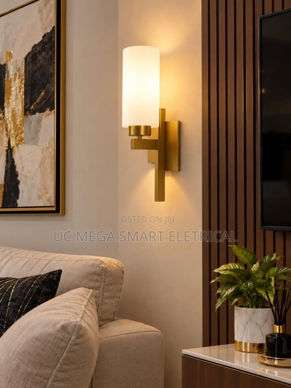 Nordic Minimalist Gold Wall Sconce Cylinder Linen Fabric Shade