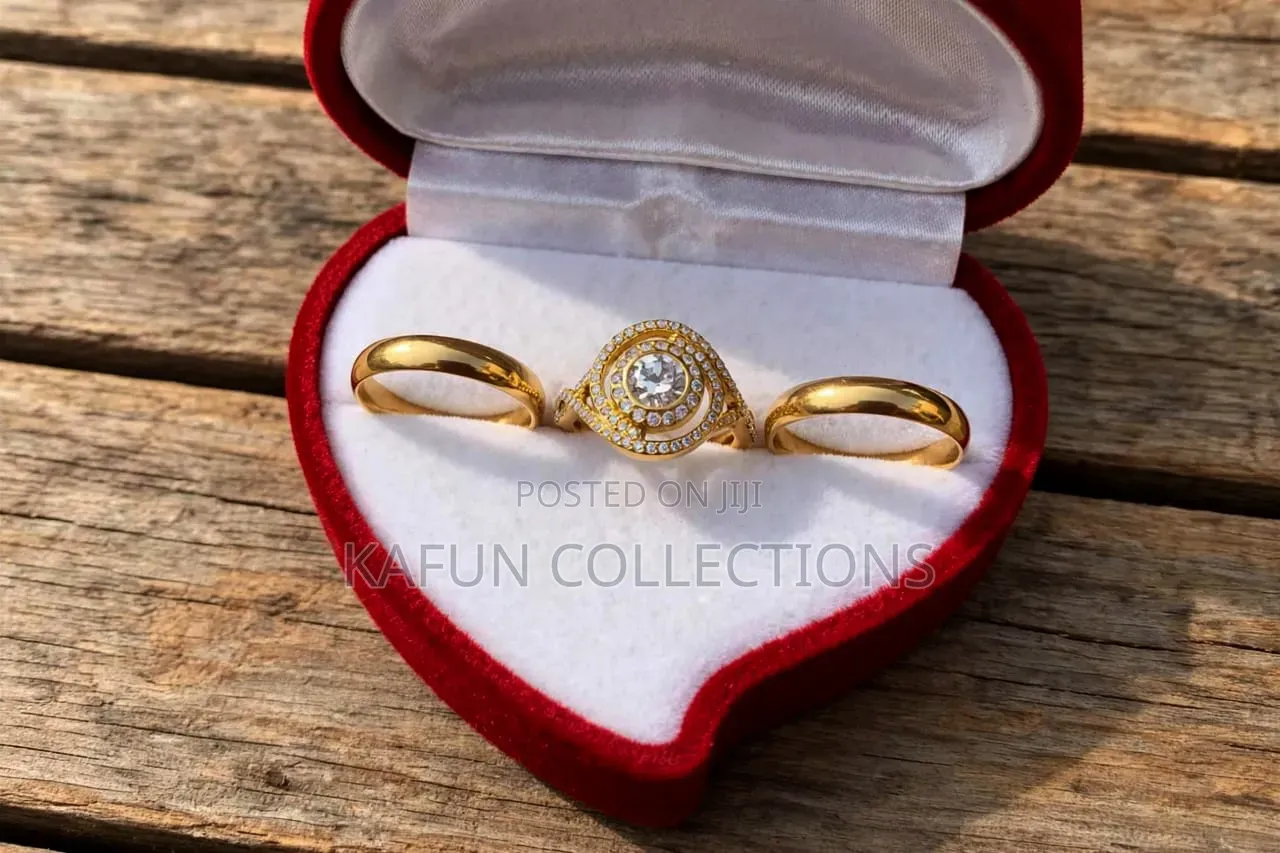 Luxury 3-in-1 Gold Couple Wedding Set - As Seen in Box