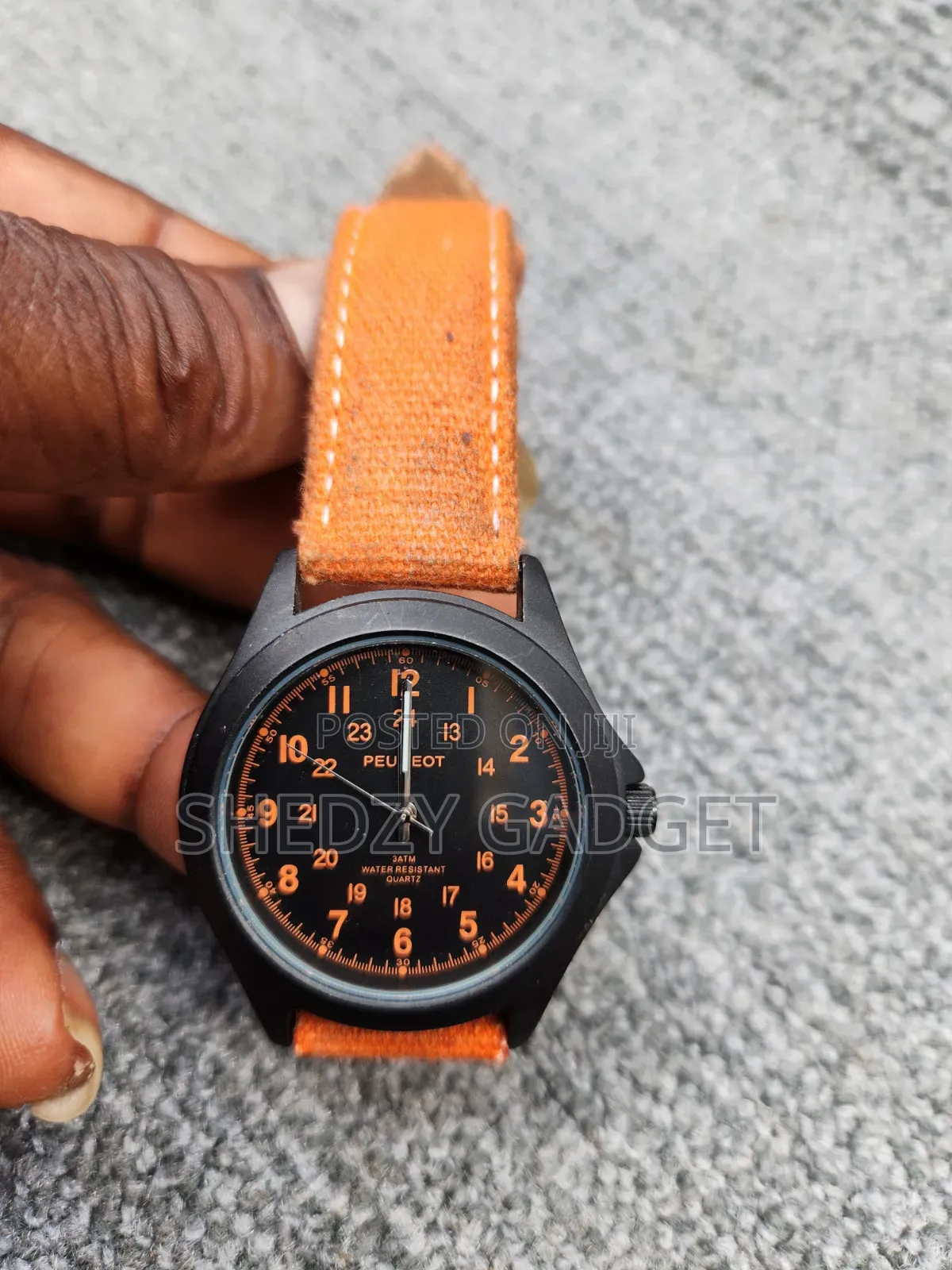 Peugeot Watch Black Aviator 24Hr Time Markers, Water-Resistant