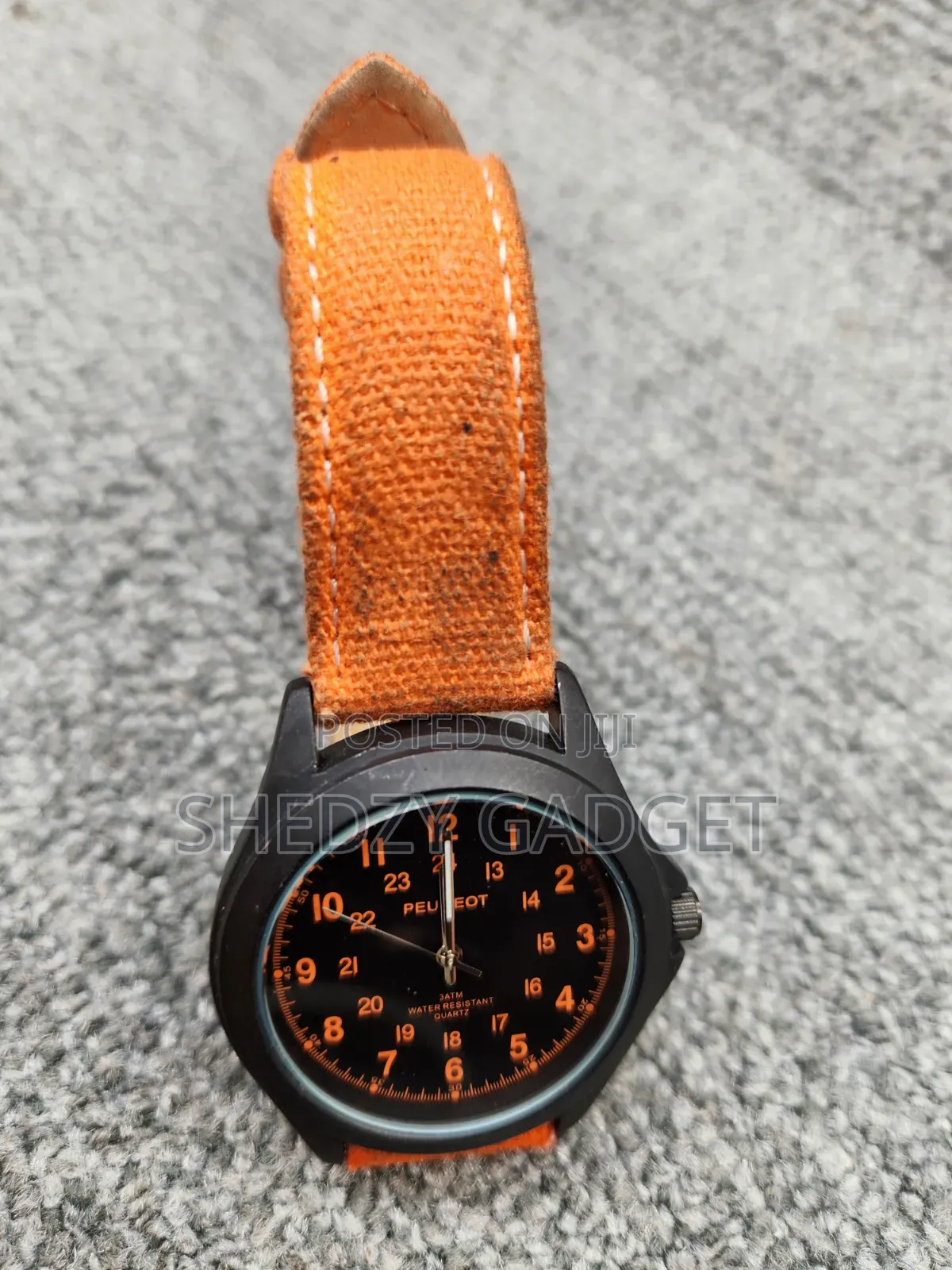 Peugeot Watch Black Aviator 24Hr Time Markers, Water-Resistant
