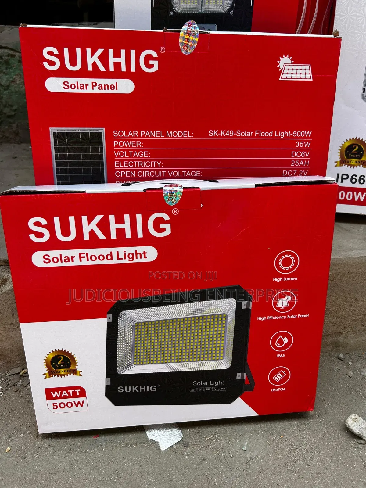 SUKHIG 500W Solar Flood Light – High Lumen, IP65