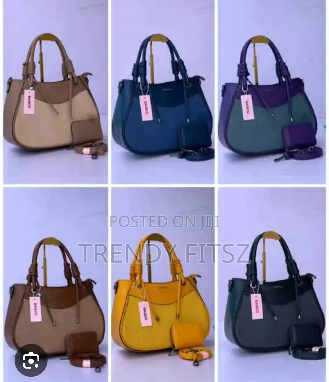 Stylish Two-Tone Handbag With Wallet & Shoulder Strap | 4 Colours