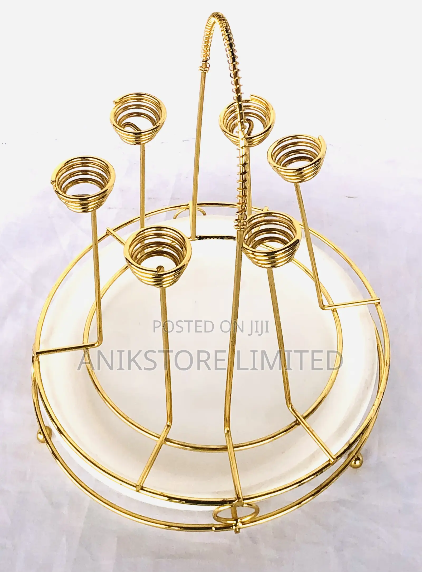 Round Glass Cup Holder (Gold)