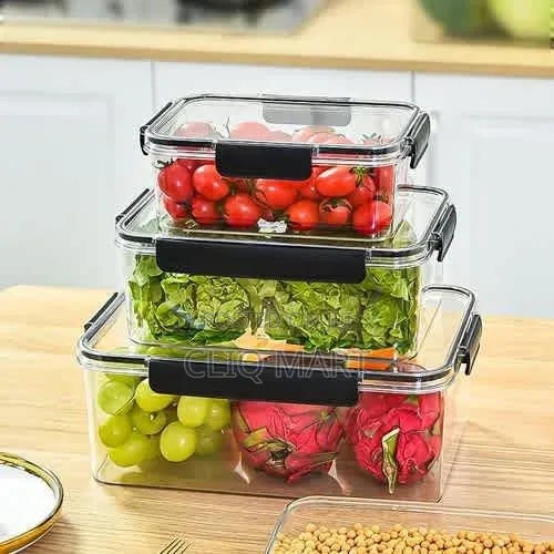 3-Piece Acrylic Glass Storage Containers – Fridge Organisers