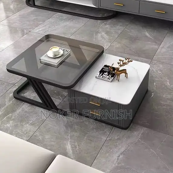 2 in 1 Coffee Table Glass and Mable