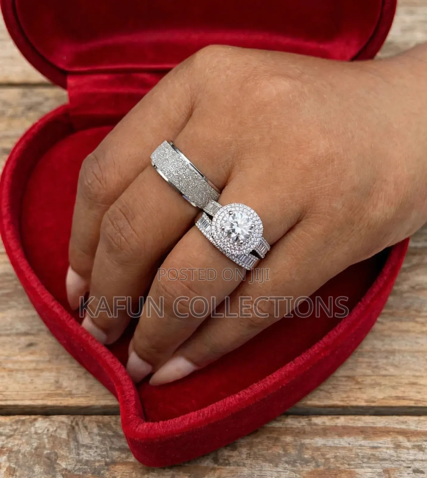 3-in-1 Luxury Silver Couple's Ring Set