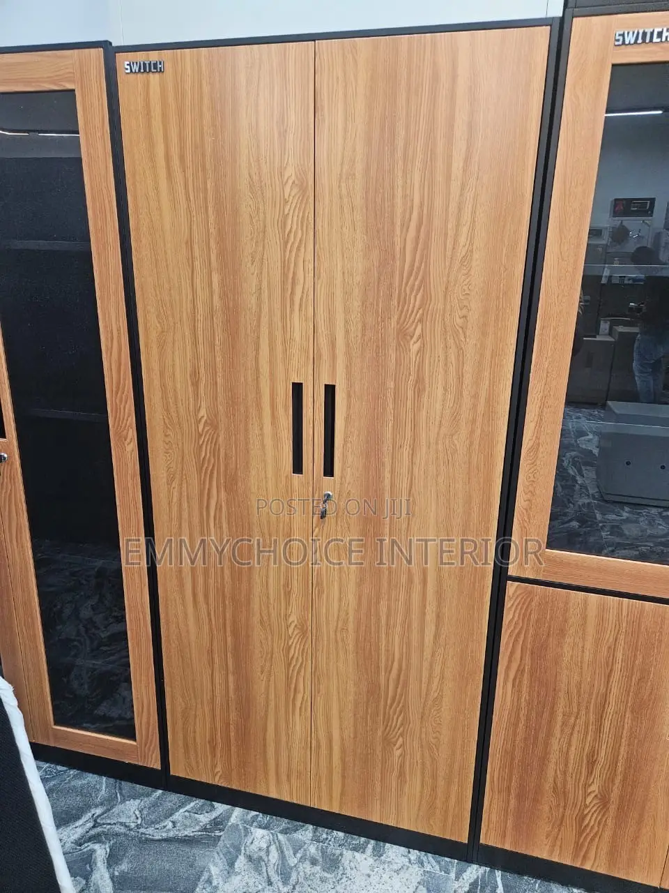 Executive Office Glass & Wood File Cabinet