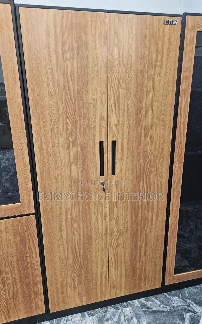 Executive Office Glass & Wood File Cabinet